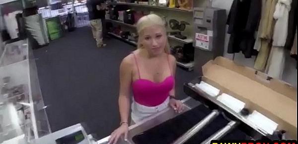  Pretty in Pink Fucked in Pawnshop Office